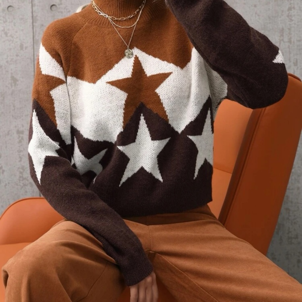 Star Print Super Soft Star Print Boho Sweater